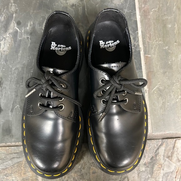 Dr Martens Platform 1461 Quad Black Leather Lace Up Shoes Womens 6 USM - Picture 2 of 8